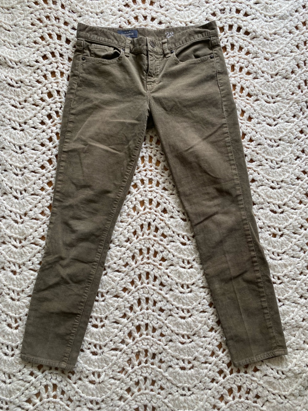 J. Crew Corduroy Olive-Tone Skinny Jeans
